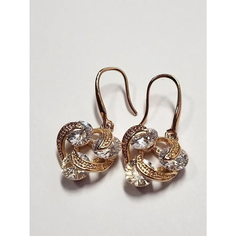 Gold-Tone Crystal Knot Drop Earrings - Clear